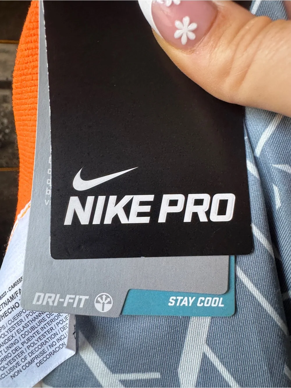 NWT Nike Pro Dri-FIT Long Biker Shorts S Gray Orange Compression